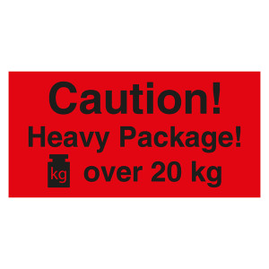 Paketaufkleber Caution Heavy Package over 20 kg Rot