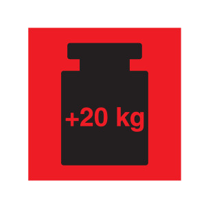 Paketaufkleber Schweres Paket +20 kg Rot