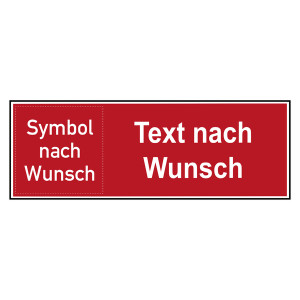 Brandschutzzeichen mit Wunschtext und Wunschsymbol Kombischild