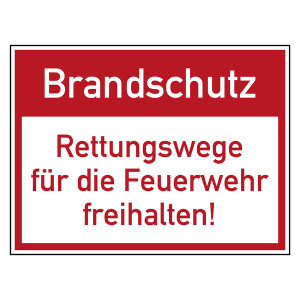 Brandschutzzeichen Brandschutz Rettungswege für die Feuerwehr freihalten