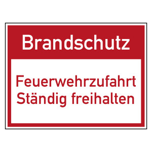 Brandschutzzeichen Brandschutz Feuerwehrzufahrt Ständig freihalten