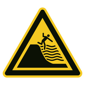 Warnzeichen Warnung vor steil abfallendem Strand DIN EN ISO 7010 W066