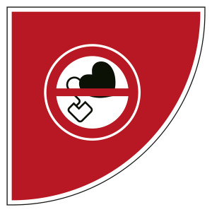 Tür Bodenmarkierung Verbotszeichen Kein Zutritt für Personen mit Herzschrittmachern oder implantierten Defibrillatoren