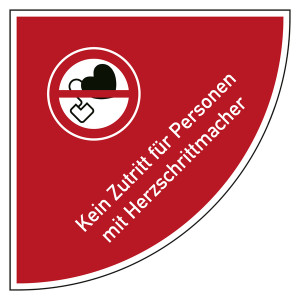 Tür Bodenmarkierung Verbotsschild Kein Zutritt für Personen mit Herzschrittmacher