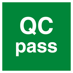 Qualitätskennzeichen QC pass Grün Quadratisch