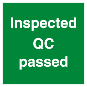 Qualitätskennzeichen Inspected QC passed Grün Quadratisch