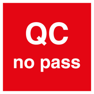 Qualitätskennzeichen QC no pass Rot Quadratisch
