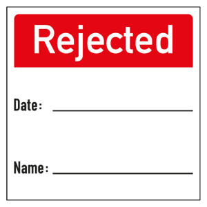 Qualitätskennzeichen Rejected mit Datum und Name Weiß Quadratisch