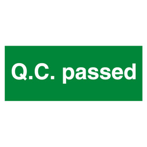 Qualitätskennzeichen Q.C. passed Grün Rechteckig