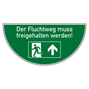 Tür-Bodenmarkierung Rettungszeichen Notausgang freihalten links mit Pfeil oben