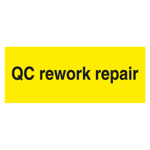 Qualitätskennzeichen QC rework repair Gelb Rechteckig