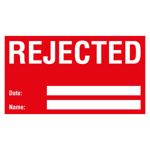 Qualitätskennzeichen Rejected mit Datum und Name Rot Rechteckig