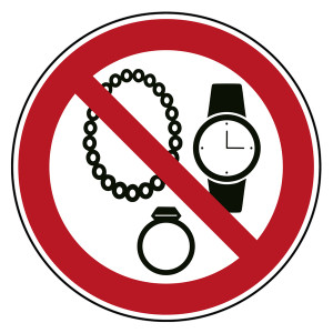 Verbotszeichen Schmuck verboten