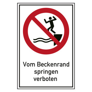 Verbotsschild Vom Beckenrand springen verboten Kombischild