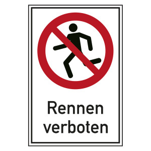 Verbotsschild Rennen verboten Kombischild