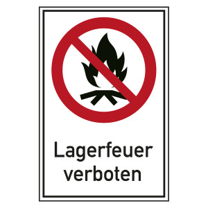 Verbotsschild Lagerfeuer verboten Kombischild
