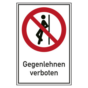 Verbotsschild Gegenlehnen verboten Kombischild