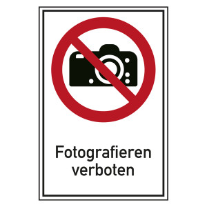 Verbotsschild Fotografieren verboten Kombischild