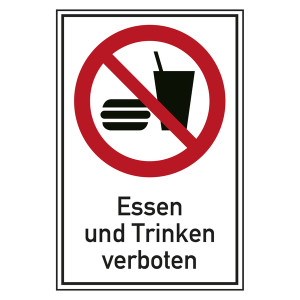 Verbotsschild Essen und Trinken verboten Kombischild