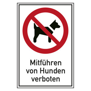 Verbotsschild Mitführen von Hunden verboten Kombischild