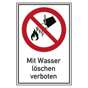 Verbotsschild Mit Wasser löschen verboten Kombischild