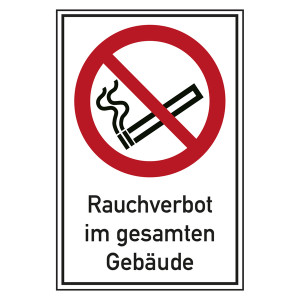 Verbotsschild Rauchverbot im gesamten Gebäude Kombischild