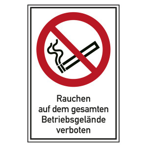 Verbotsschild Rauchen auf dem gesamten Betriebsgelände verboten Kombischild