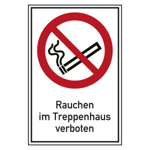 Verbotsschild Rauchen im Treppenhaus verboten Kombischild