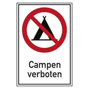 Verbotsschild Campen verboten Kombischild