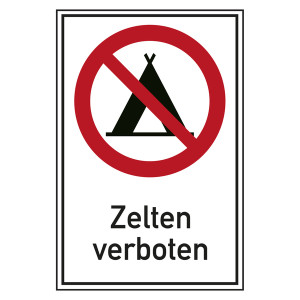 Verbotsschild Zelten verboten Kombischild