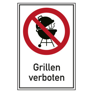 Verbotsschild Grillen verboten Kombischild