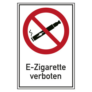 Verbotsschild E-Zigarette verboten Kombischild