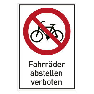 Verbotsschild Fahrräder abstellen verboten Kombischild