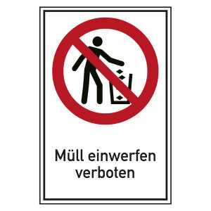 Verbotsschild Müll einwerfen verboten Kombischild
