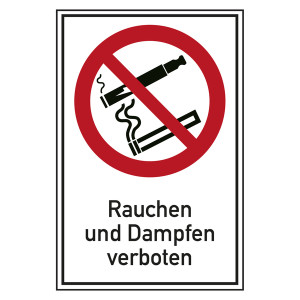 Verbotsschild Rauchen und Dampfen verboten Kombischild