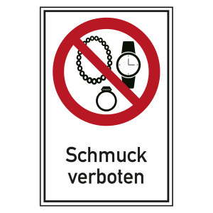 Verbotsschild Schmuck verboten Kombischild