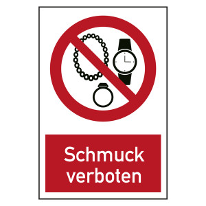 Verbotszeichen Schmuck verboten Kombischild