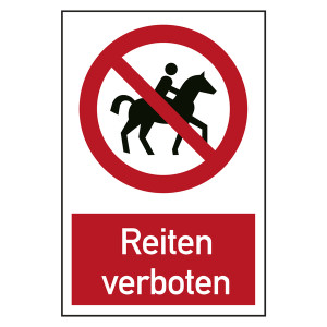 Verbotszeichen Reiten verboten Kombischild