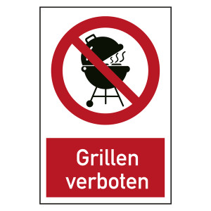 Verbotszeichen Grillen verboten Kombischild