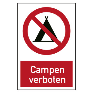 Verbotszeichen Campen verboten Kombischild