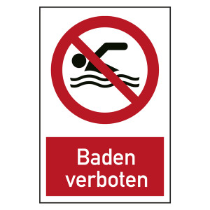 Verbotszeichen Baden verboten Kombischild