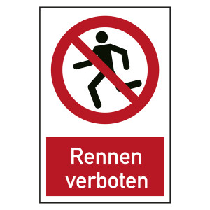 Verbotszeichen Rennen verboten Kombischild