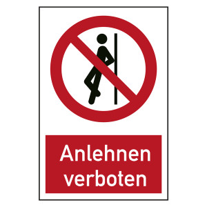 Verbotszeichen Anlehnen verboten Kombischild