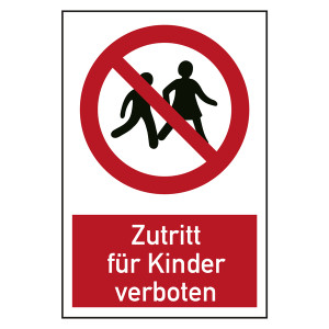 Verbotszeichen Zutritt für Kinder verboten Kombischild