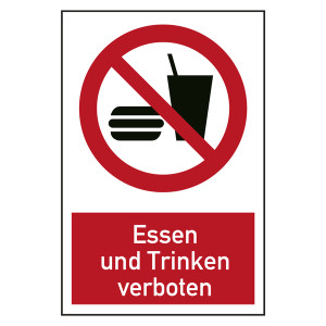 Verbotszeichen Essen und Trinken verboten Kombischild