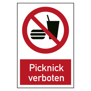 Verbotszeichen Picknick verboten Kombischild