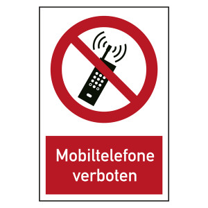 Verbotszeichen Mobiltelefone verboten Kombischild