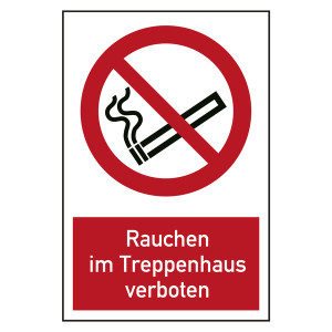 Verbotszeichen Rauchen im Treppenhaus verboten Kombischild