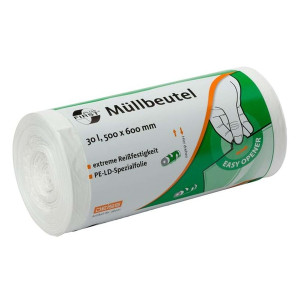 DEISS Müllbeutel First Plus - 30 Liter, weiß, 50 Stück, LDPE