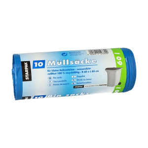 PAPSTAR Müllsäcke - 60 L, LDPE, blau, 10 Stück